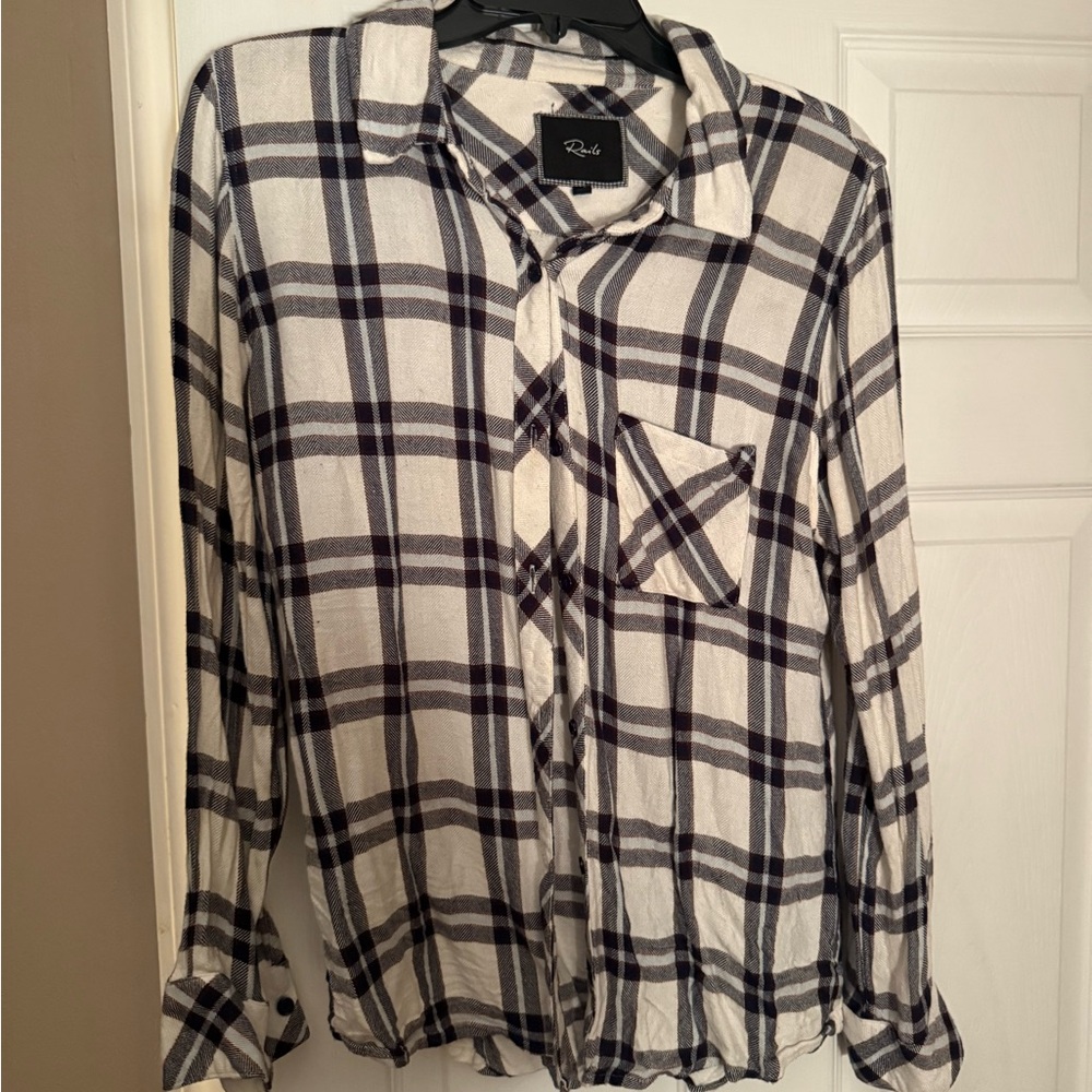 Rails Cream and Black Plaid Shirt